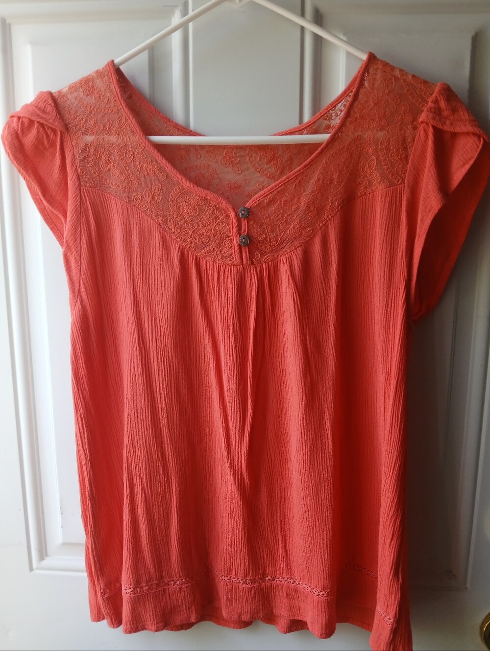 Sweet Wanderer Orange Lace‎ Accent Blouse